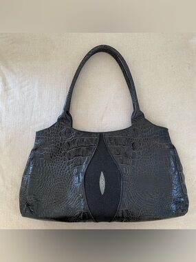 Veari genuine alligator -
 Luxury Shoulder Bag with stingray